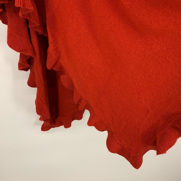 Collection Eighteen Cardigan Womens One Size Red Open Ruffle Waterfall Cape NWT - Picture 6 of 10